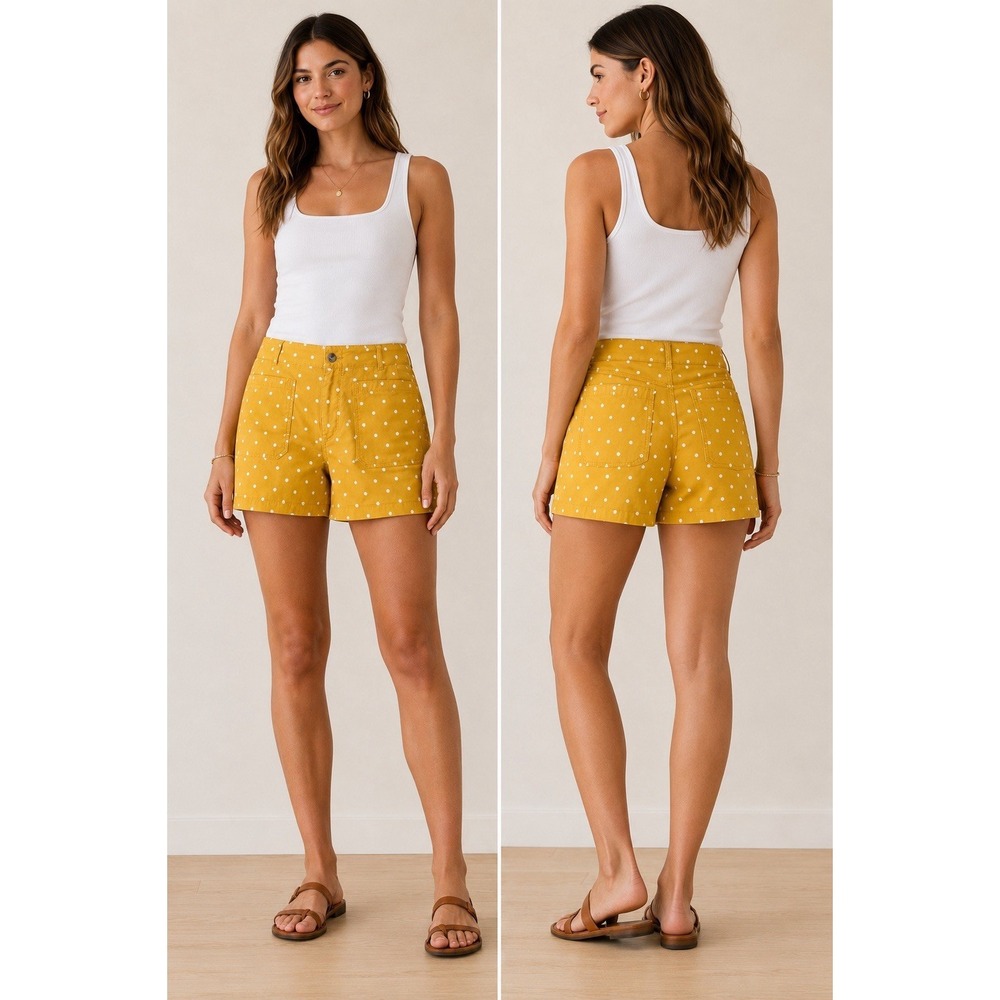 Maeve Anthropologie The Colette Orange Polka Dot Shorts Women 16 Stretch Pockets